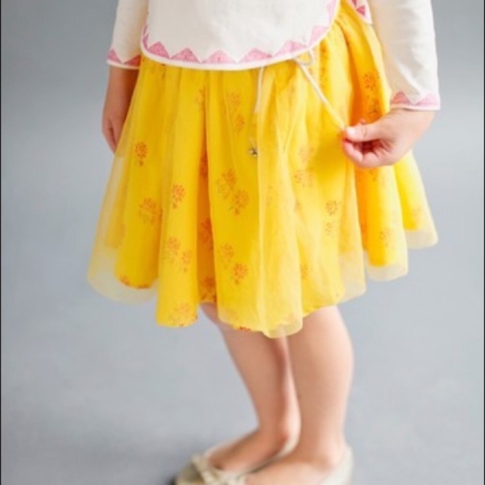 Lali girls floral mustard twirly Skirt